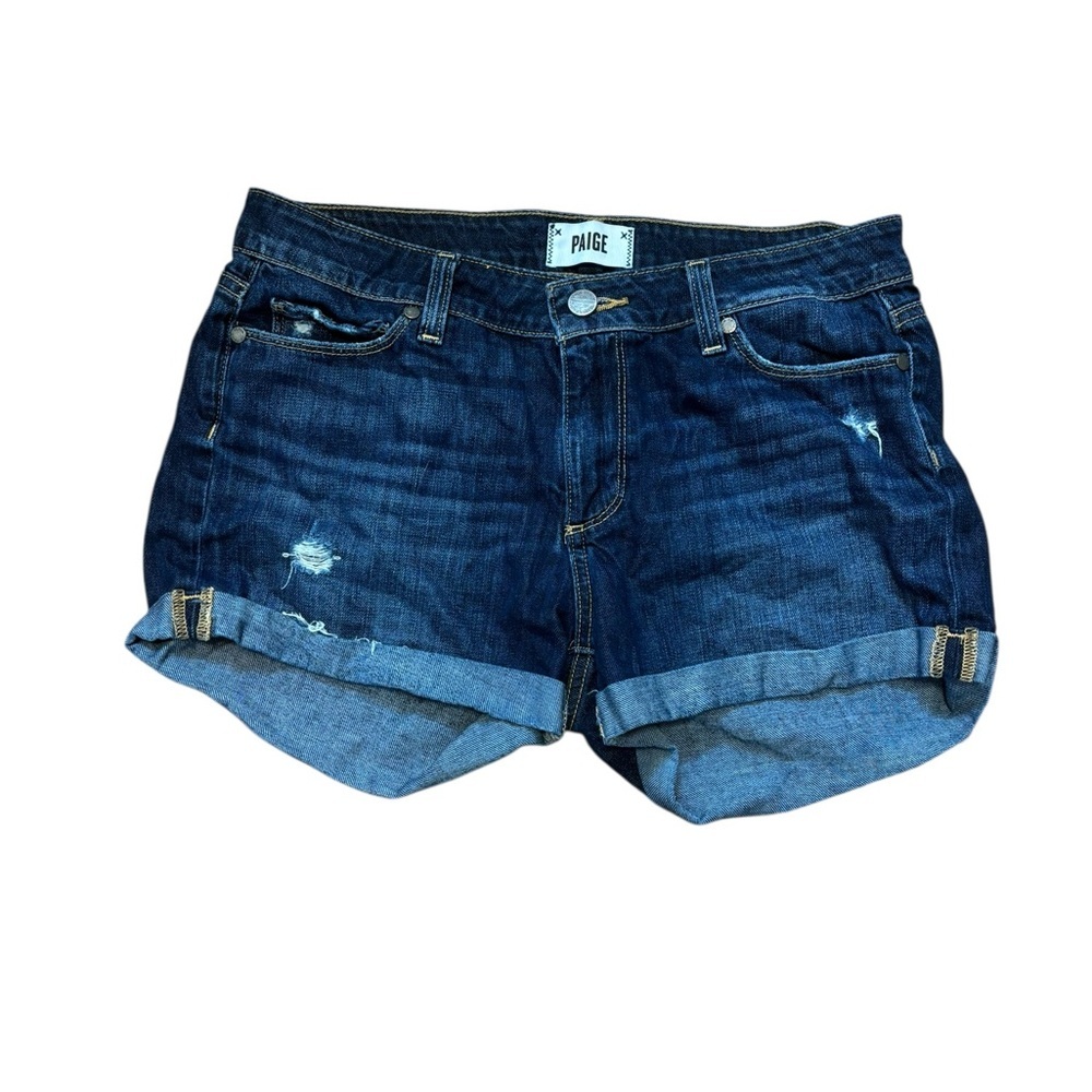PAIGE Dark Wash Jimmy Jimmy Jean Short Size 27 - Picture 2 of 5